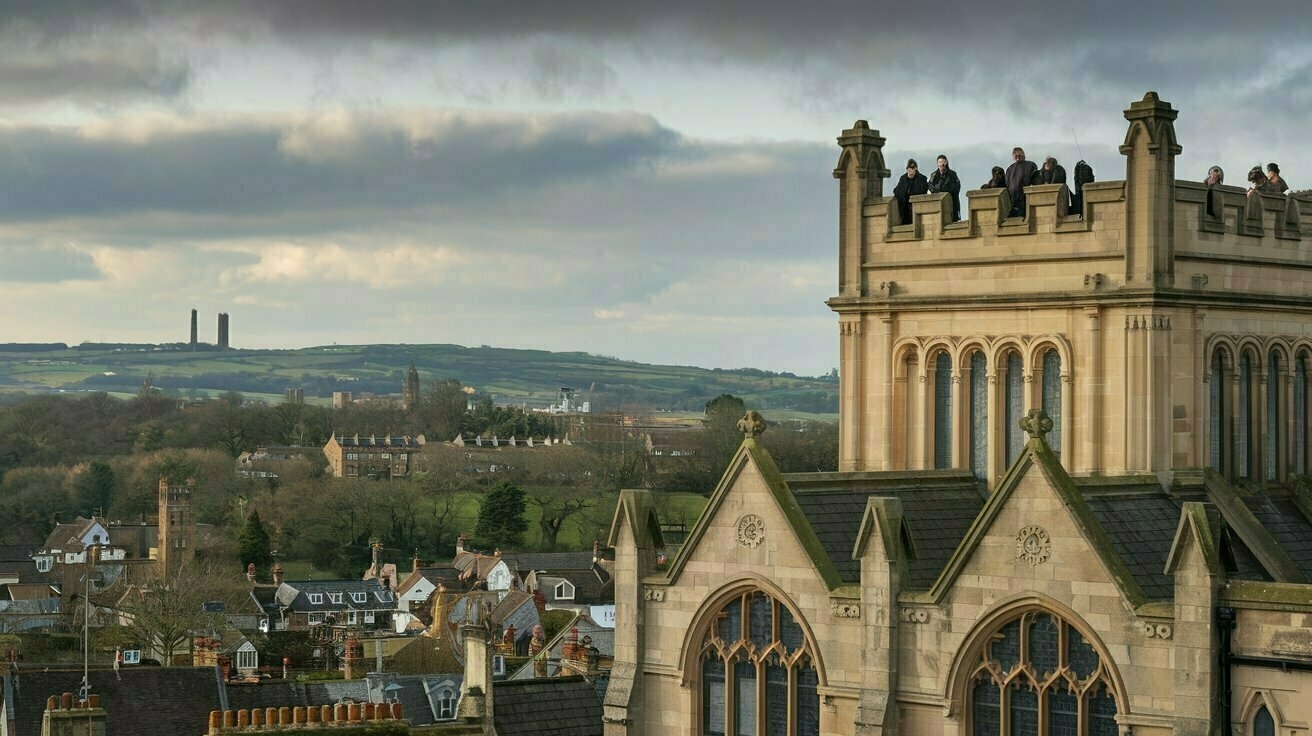 Church buildings overlooking their communities symbolise the role Christians have to act as prayerful watchmen (image by the author via Ideogram).